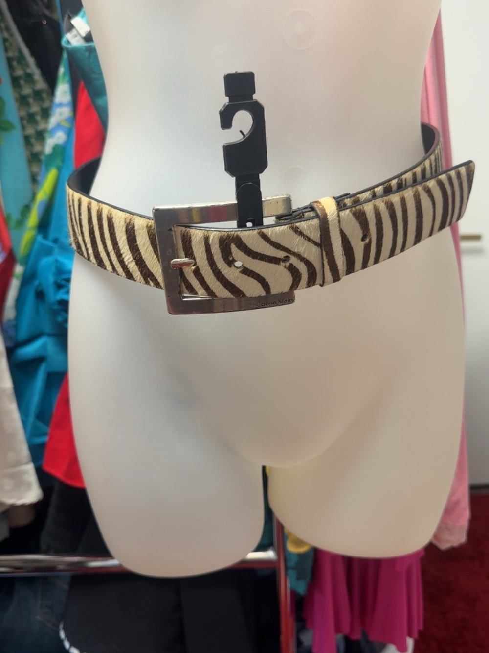 Vintage Calvin Klein Y2K Zebra Print Belt